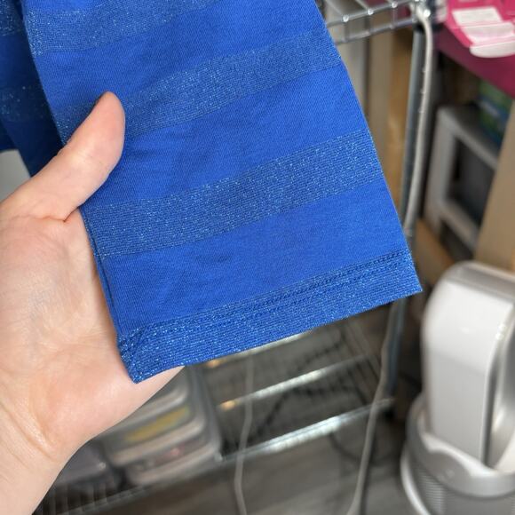 Talbots Womens Blue Metallic Striped Sweater Size L Coastal Preppy Classic - Picture 7 of 10